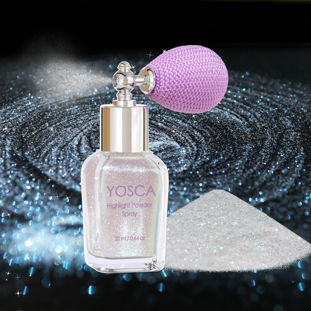 Yosca Glitter Spray: corps-cheveux-visage, brillance instantanée et polyvalente.