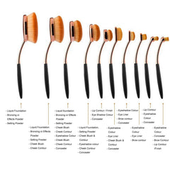 Pinceaux Yoseng ovales rose doré, toucher doux pour un maquillage confortable.