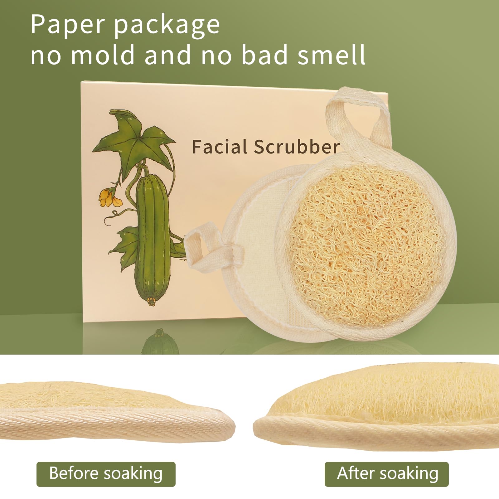 Kit écologique YOTDHUO loofah 4 pièces, choix durable et compostable.