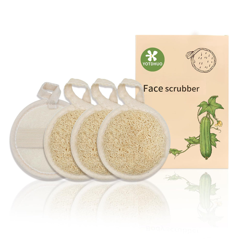 YOTDHUO loofah visage 4 pièces, nettoyage en profondeur des pores grâce à l'exfoliation.