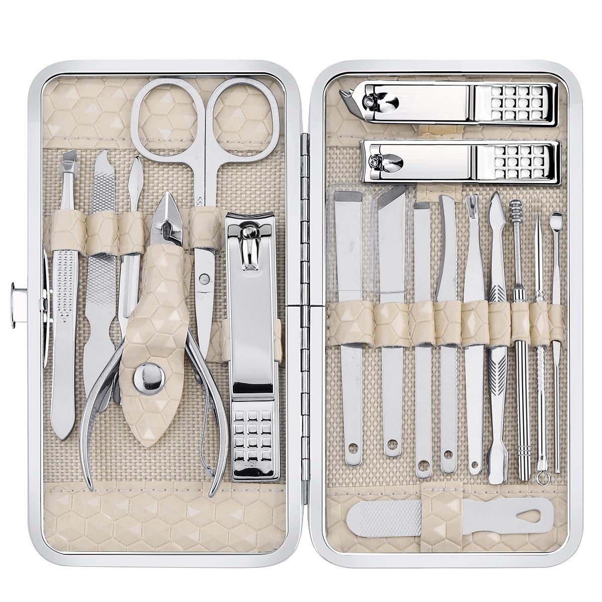 Yougai coupe-ongles ensemble 18 outils, kit professionnel pour soins des ongles.