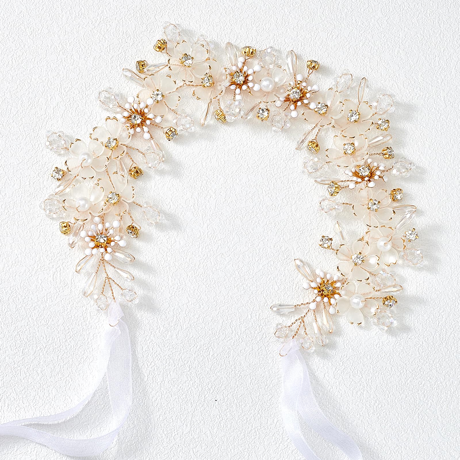 YOUlDIANZI couronne princesse fleurs perles, idéale pour un mariage élégant.