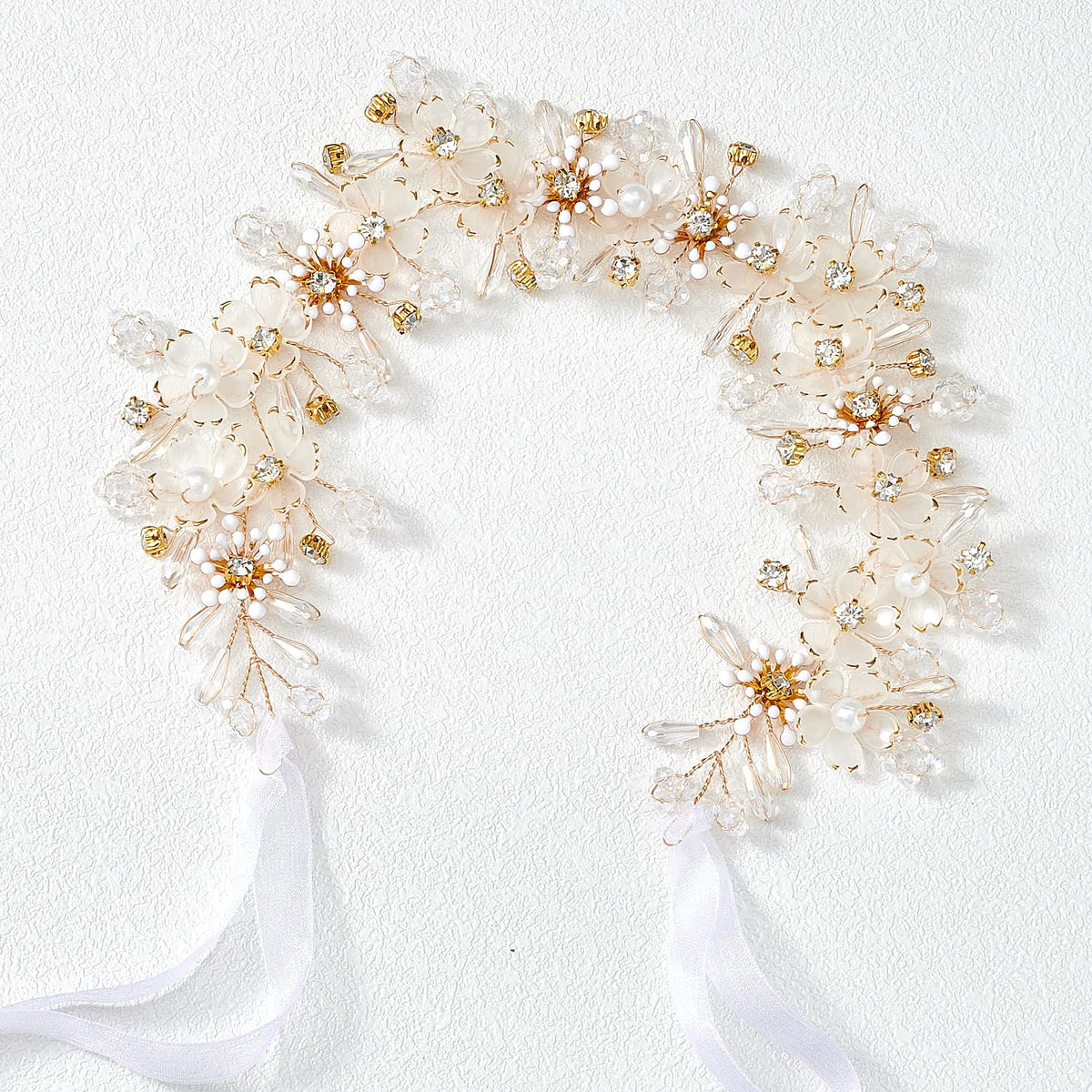 YOUlDIANZI couronne princesse fleurs perles, idéale pour un mariage élégant.