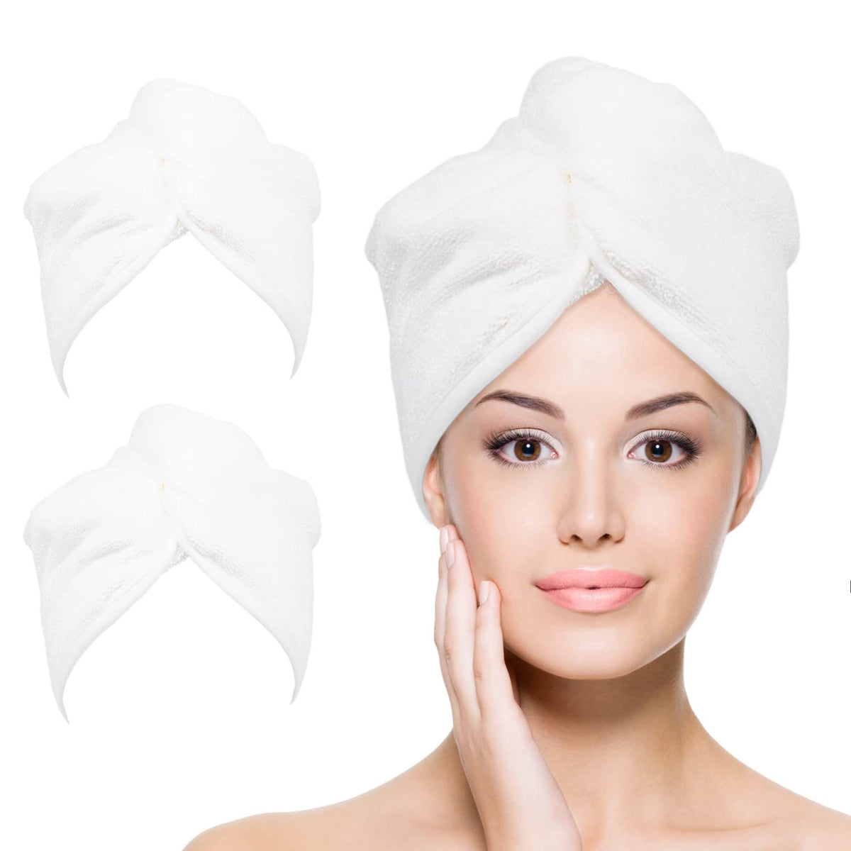 YoulerTex serviette cheveux microfibre turban 10x26, pour un séchage rapide après la douche.