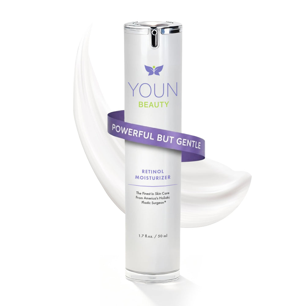 YOUN Beauty Crème Nuit Rétinol en flacon, hydratante et nourrissante pendant la nuit.
