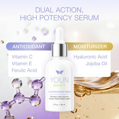 Sérum YOUN Beauty emballage en verre blanc, stabilité du produit.