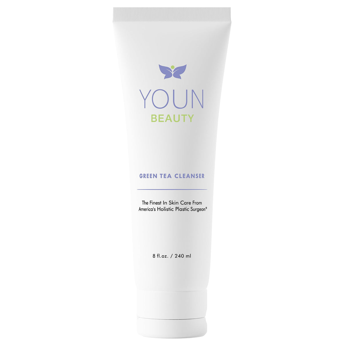 Bouteille du nettoyant visage au thé vert YOUN Beauty, hydratant et doux.