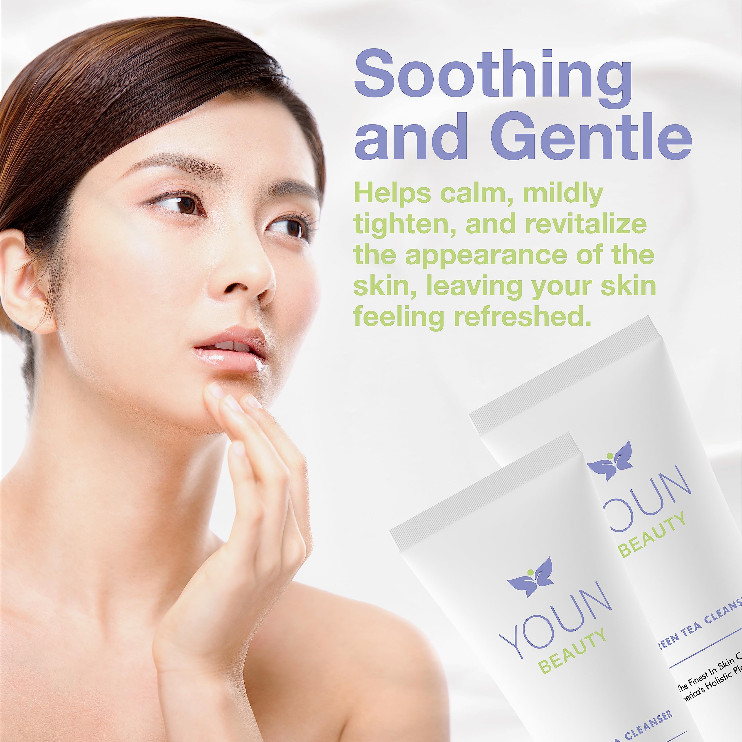 Extrait de concombre du nettoyant YOUN Beauty, peau plus calme et rafraîchie.