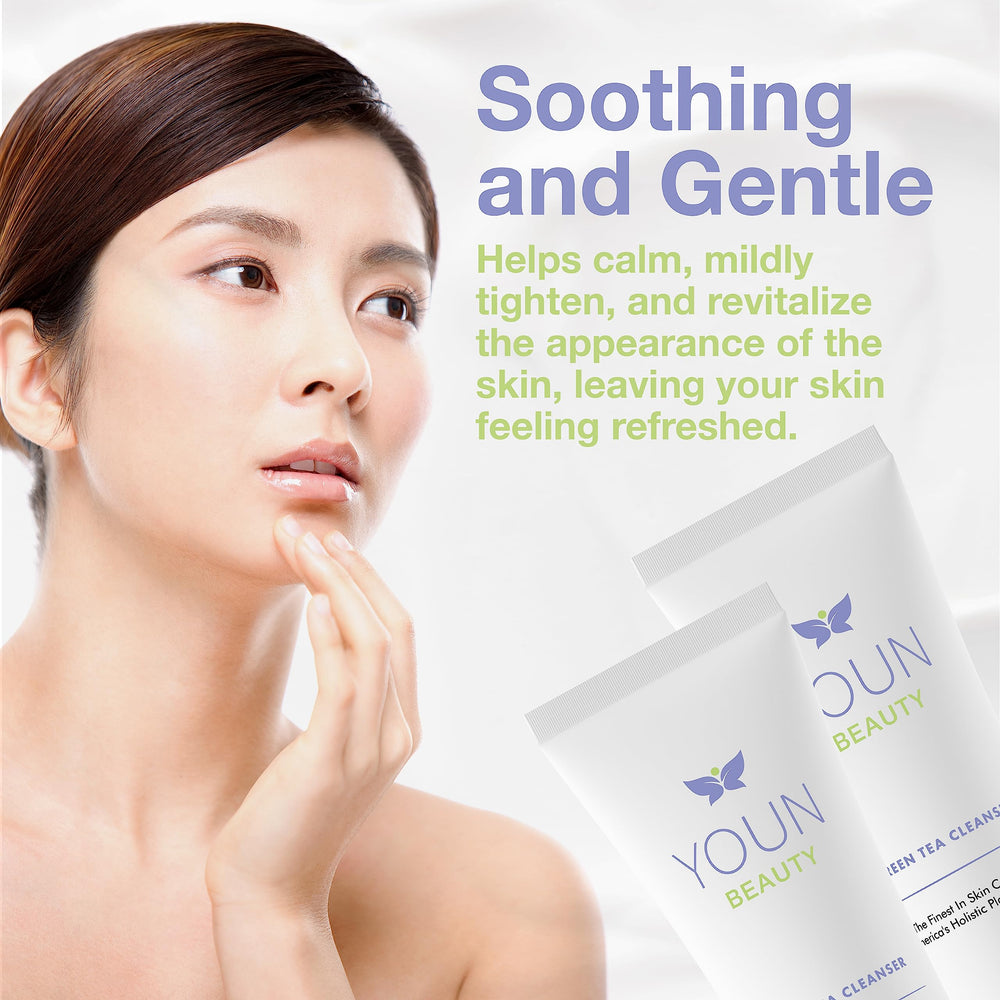 Extrait de concombre du nettoyant YOUN Beauty, peau plus calme et rafraîchie.