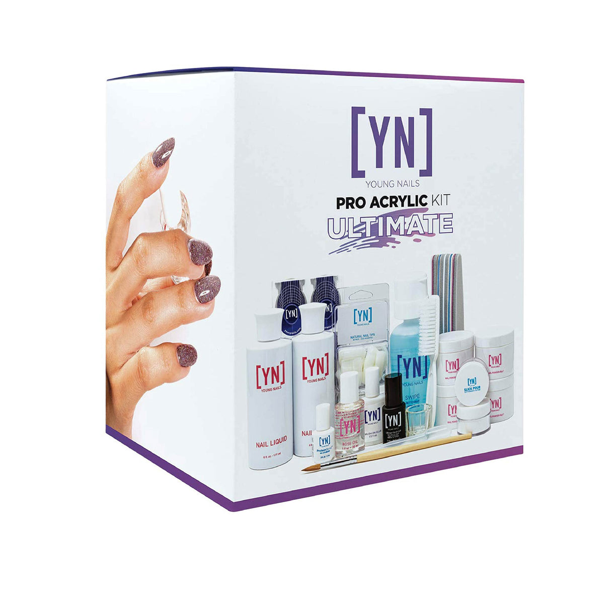 Young Nails kit pro acrylique ensemble: tout pour des ongles professionnels à domicile.