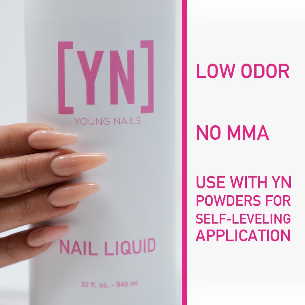 Young Nails monomère liquide avec faible odeur, idéal pour une utilisation professionnelle et domestique.