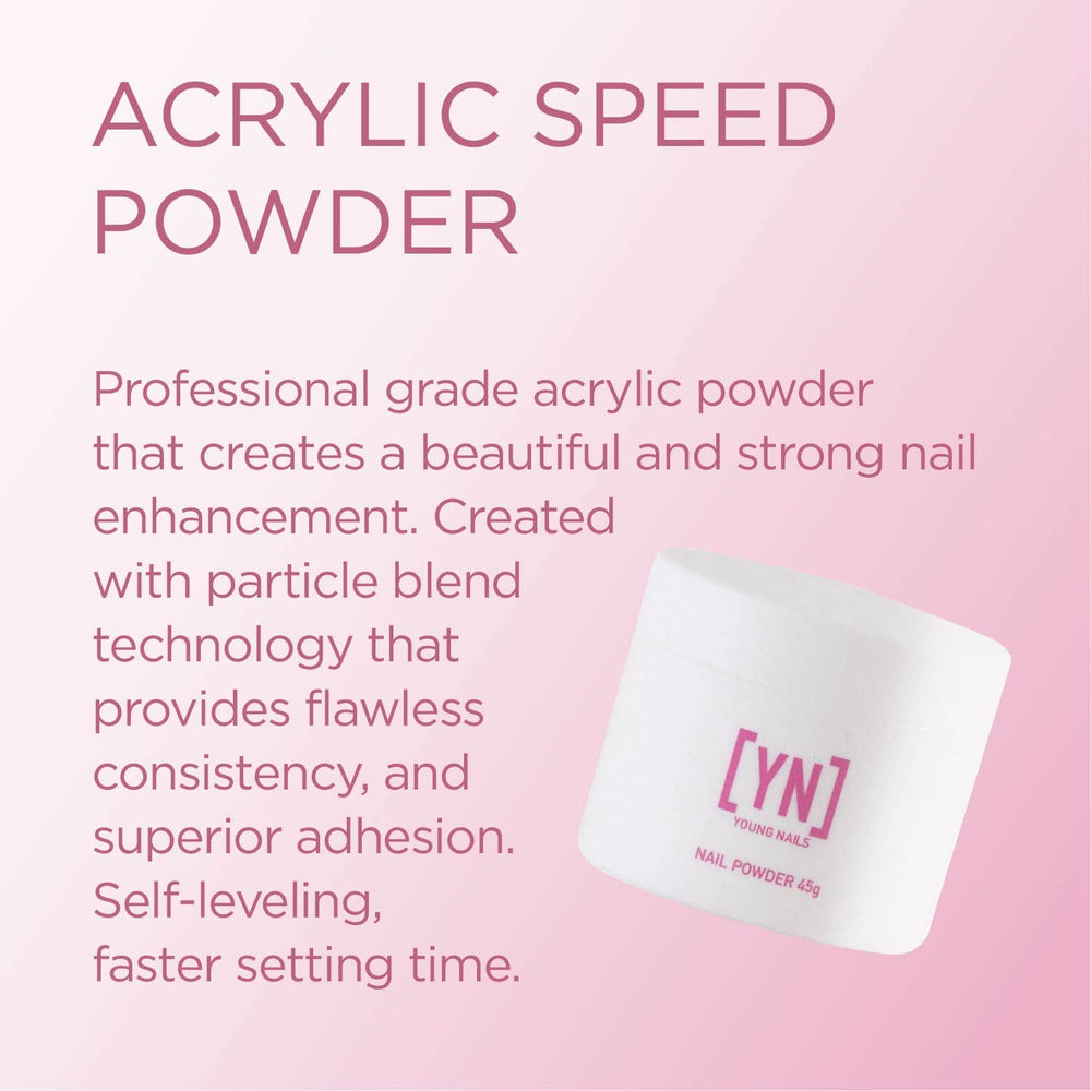 Young Nails Poudre Acrylique Vitesse Transparente en action, application nette