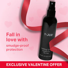 Y'OUR Silk Setting Spray – brume ultra-fine en action, fini clair et durable.