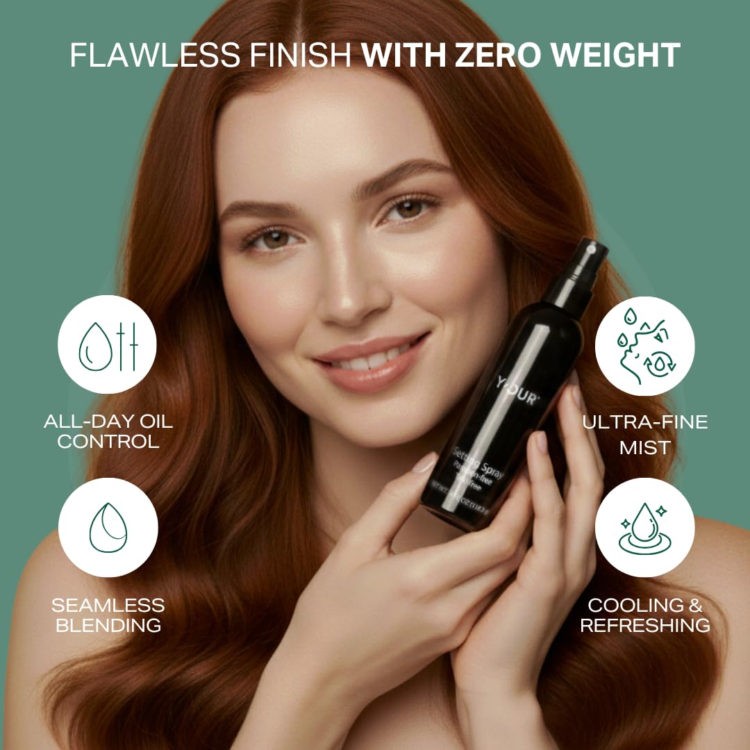 Y'OUR Silk Setting Spray – application à distance pour une répartition uniforme.