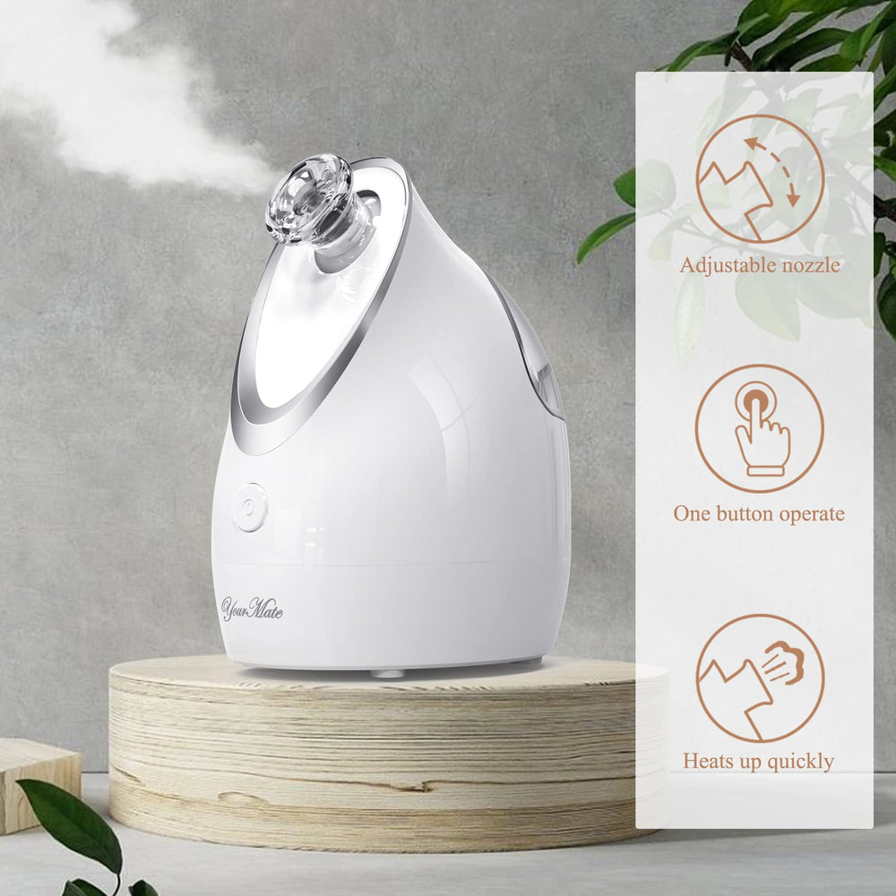 Vapeur chaude continue pour ouvrir les pores et hydrater.