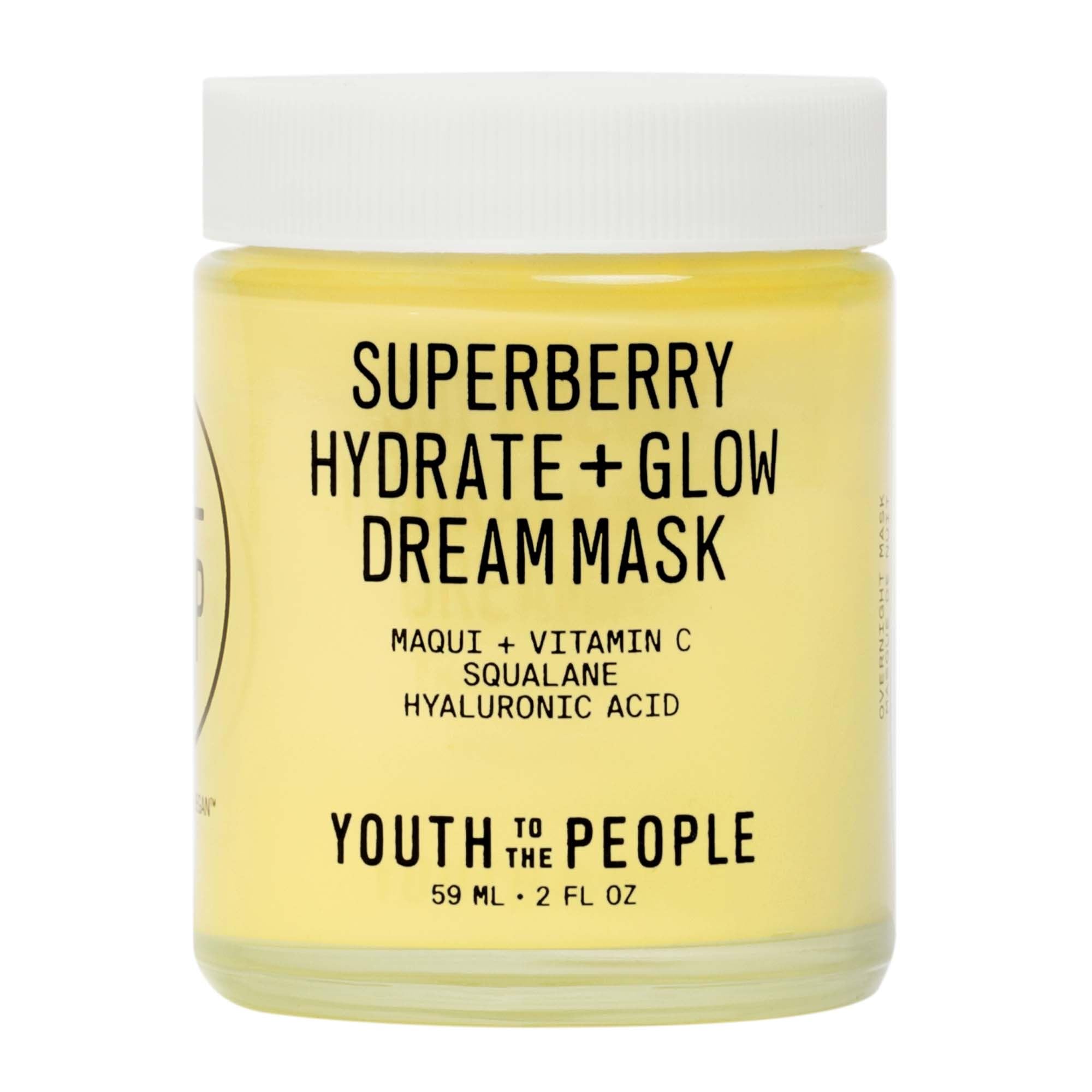 Youth To The People masque Reve Superberry, bouteille visible, hydratation nocturne intense et réconfortante.