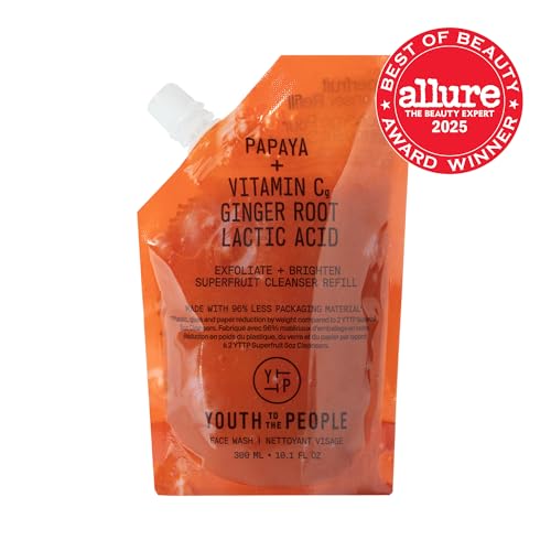 Youth To The People Superfruit Nettoyant Refill – Emballage papaye, texture gel légère qui nettoie.