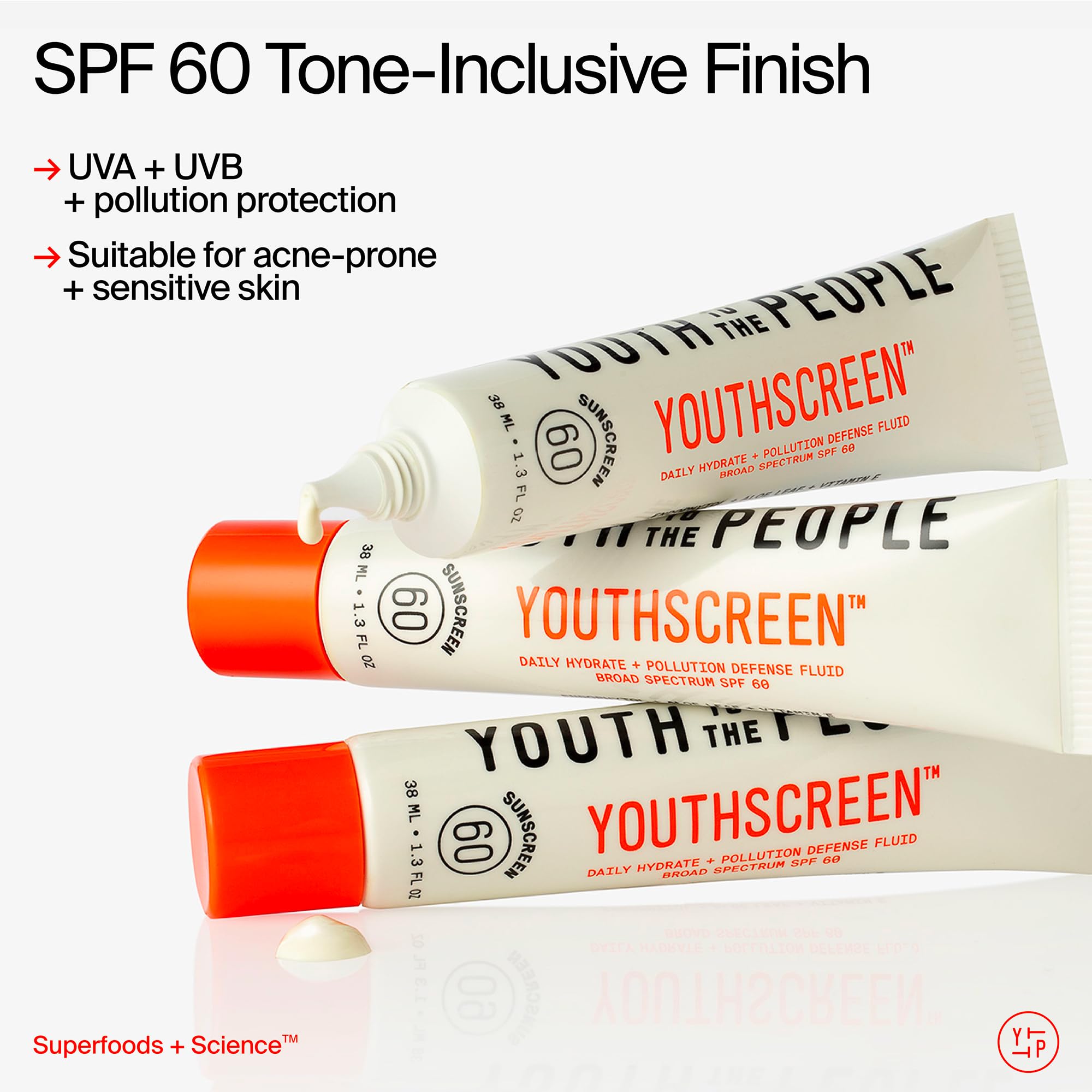 Youth To The People Youthscreen SPF60 – peau lumineuse et hydratée après application, sans voile blanc