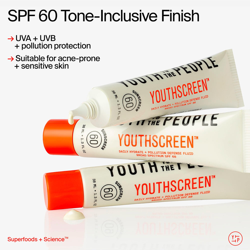 Youth To The People Youthscreen SPF60 – peau lumineuse et hydratée après application, sans voile blanc