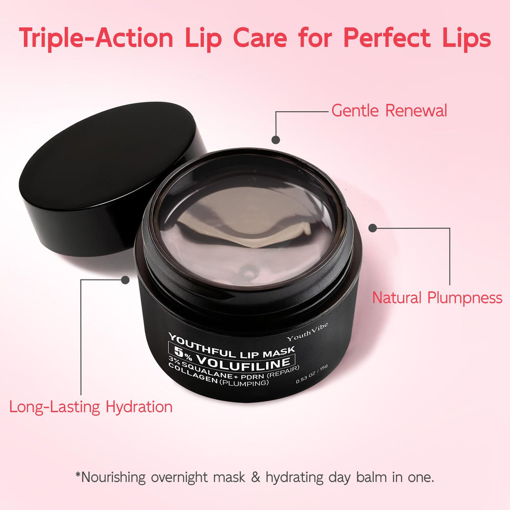 YouthVibe Lip Mask Nuit – hydratation profonde pour lèvres douces au réveil.
