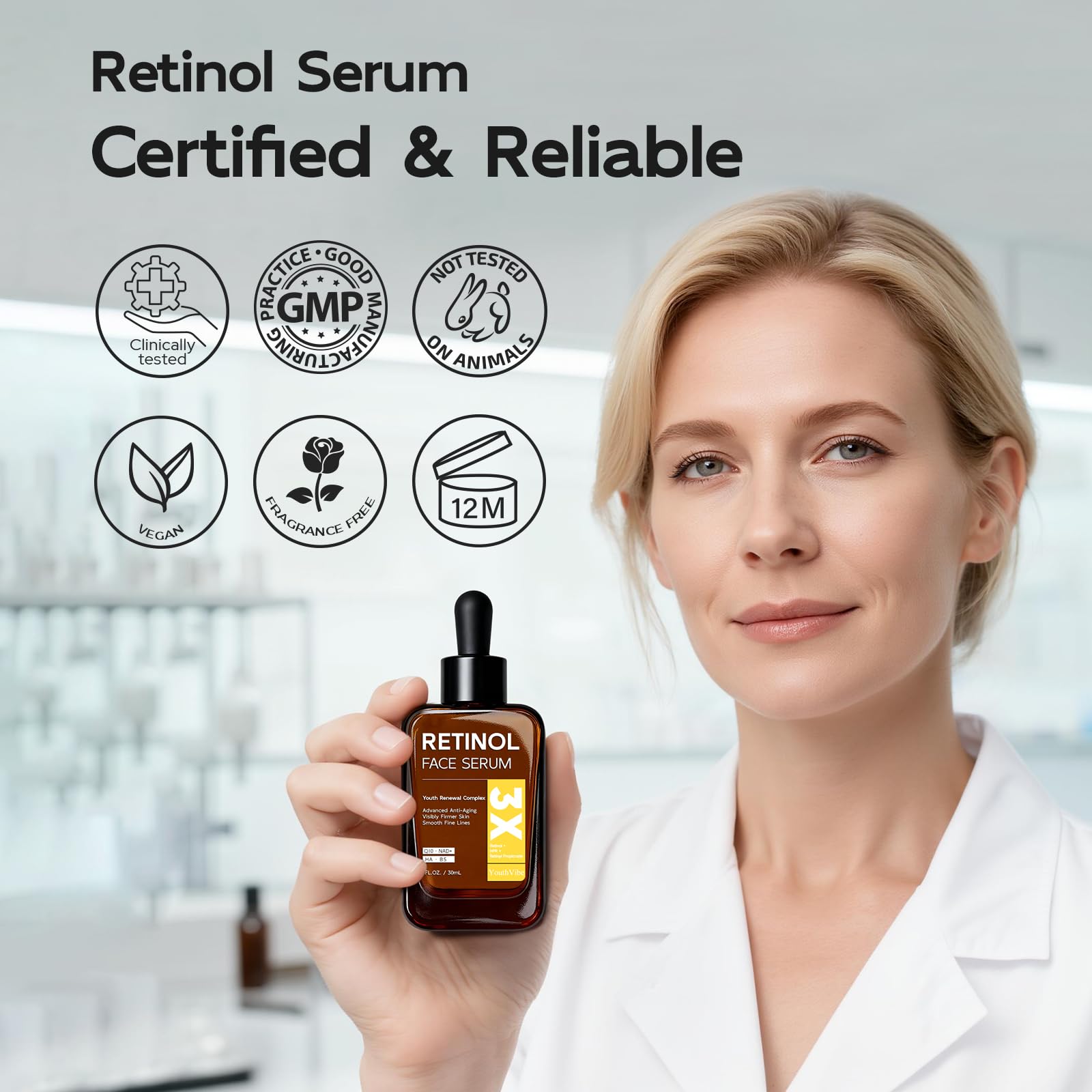 Acide hyaluronique dans YouthVibe, peau mieux hydratée.