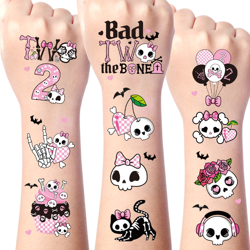 Yoyuspy tatouages crane rose feuilles, décor festif pour anniversaire.
