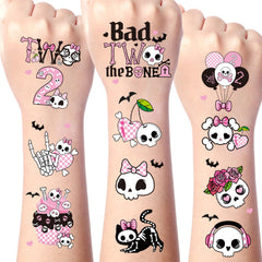 Yoyuspy tatouages crane rose feuilles, décor festif pour anniversaire.