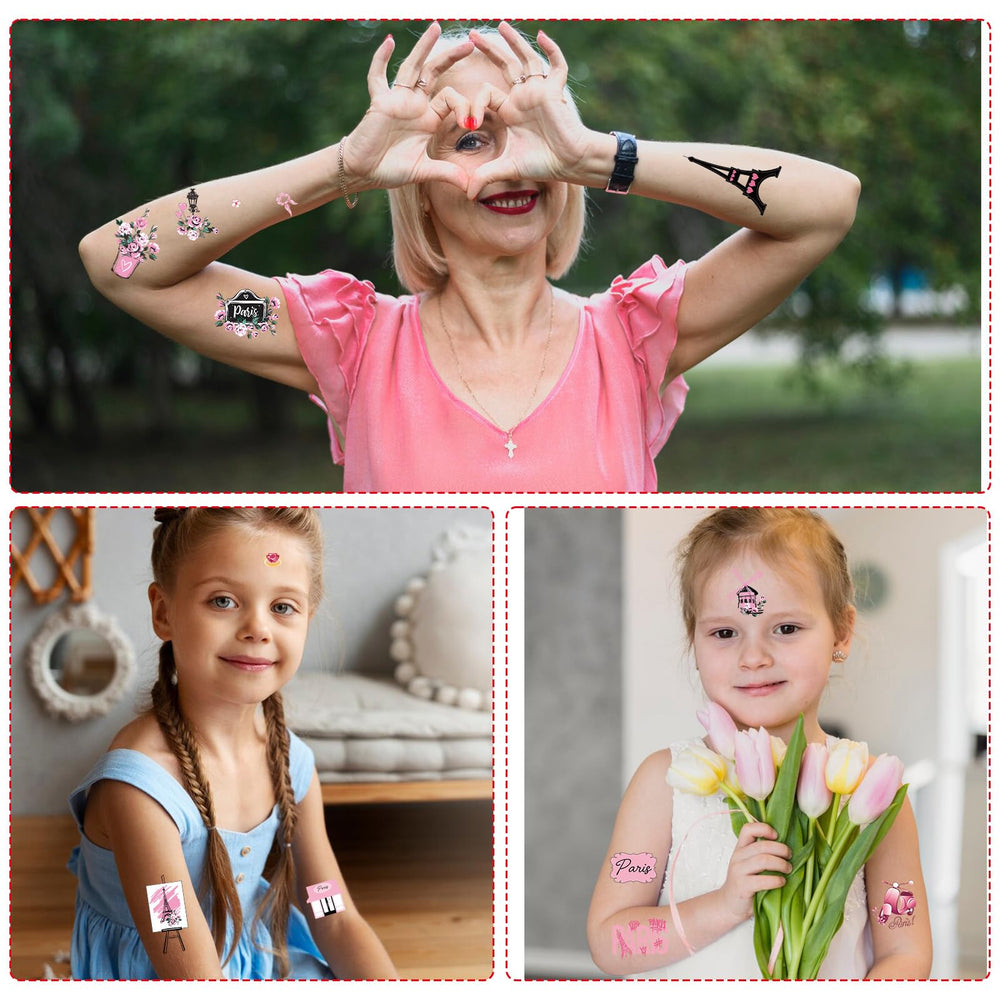 Tatouages Yoyuspy Paris Fleurs Rose : accents délicats pour fête féminine.