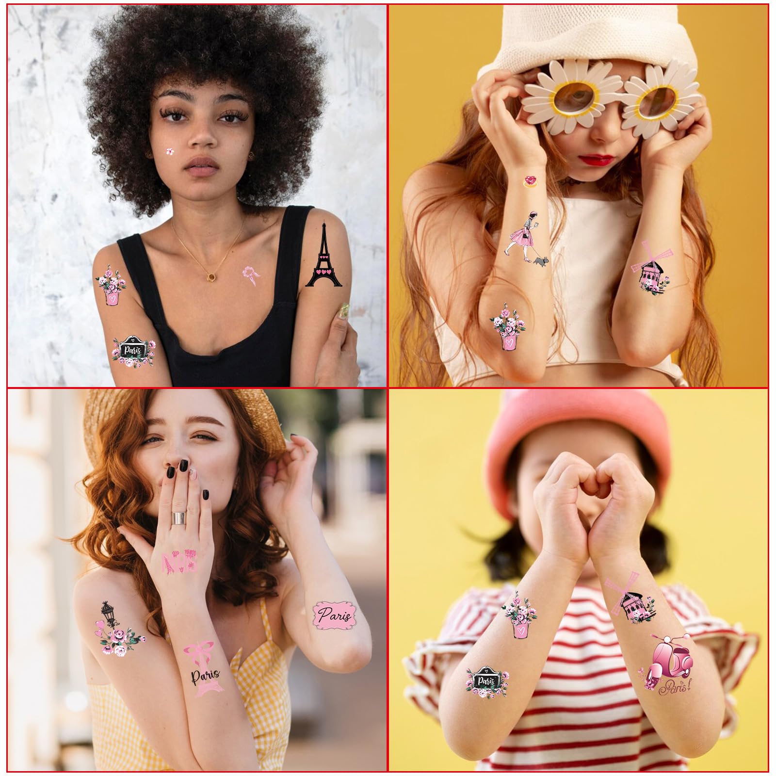 Tatouages Yoyuspy Paris Détails Paillettes Rose : brillance festive et durable.
