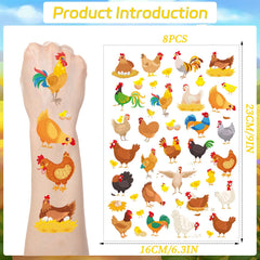 Tatouages poulets Yoyuspy – designs variés pour cabine photo et jeux.
