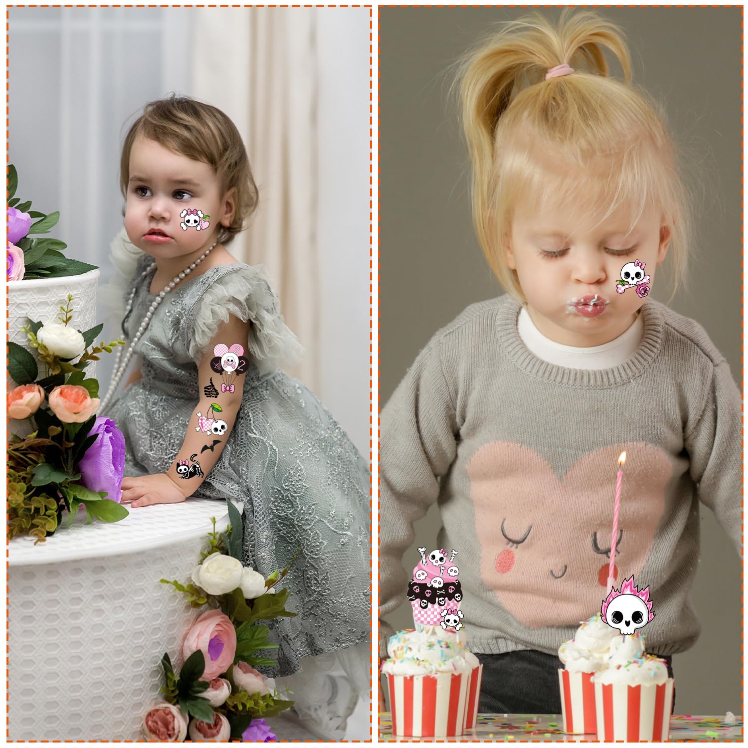 Tatouages Yoyuspy rose pour anniversaire d'enfant, ambiance festive.