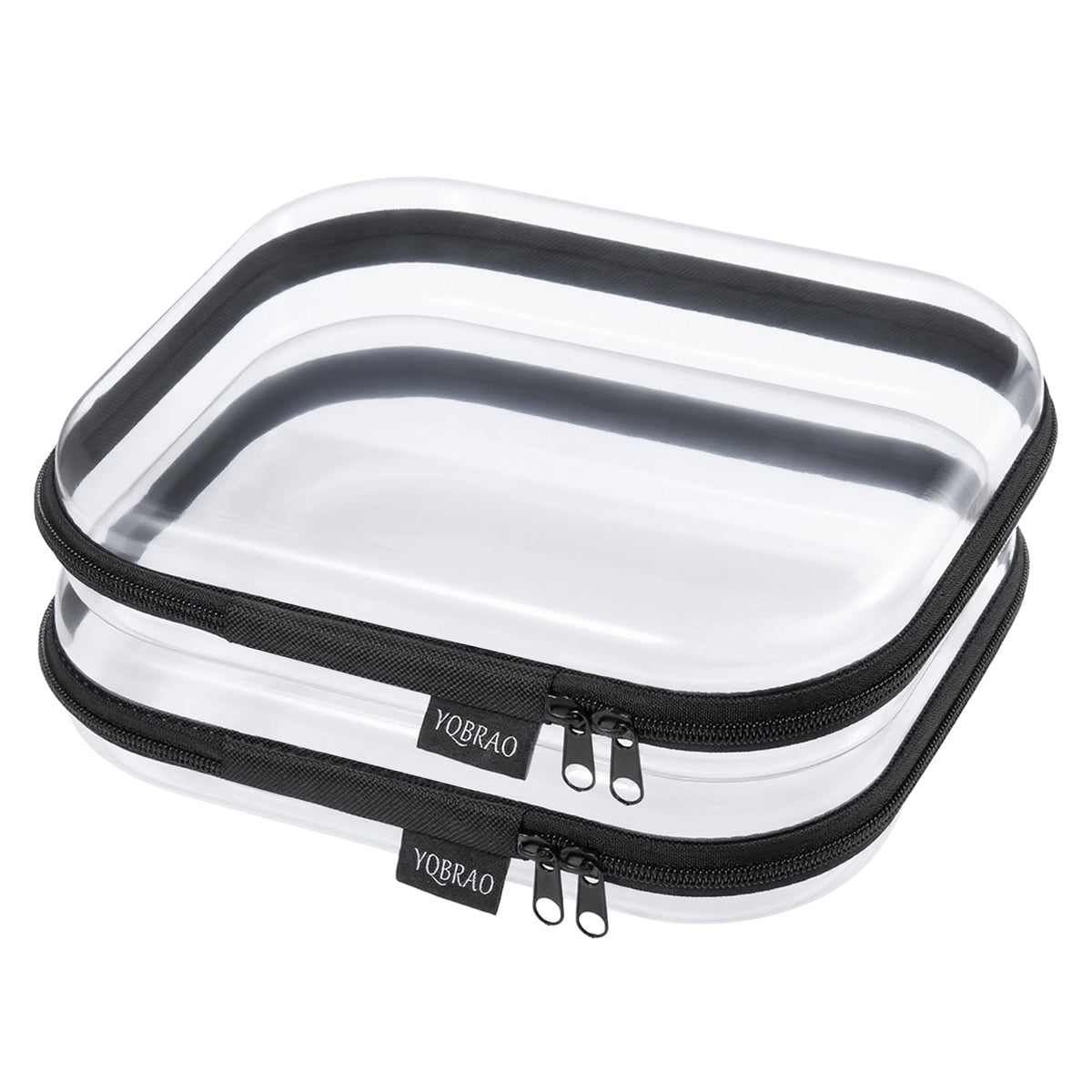 YQBRAO étui rigide transparent avec fermeture éclair noir, lot de 2 pour rangement efficace