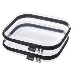 YQBRAO étui rigide transparent avec fermeture éclair noir, lot de 2 pour rangement efficace
