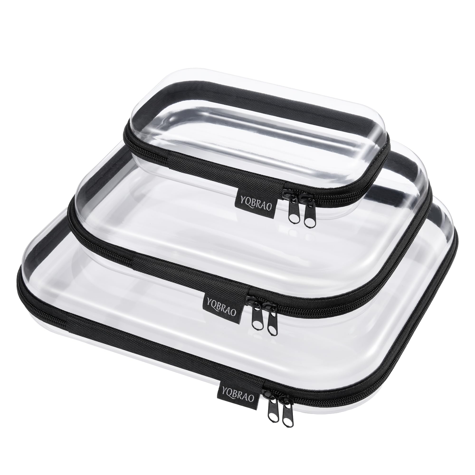 Etui rigide transparent YQBRAO pour un rangement rapide et propre à la maison.