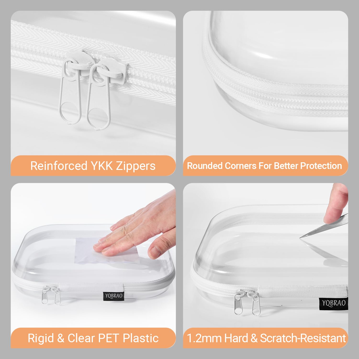 YQBRAO étui transparent grand-zip, protection renforcée pour électroniques fragiles.