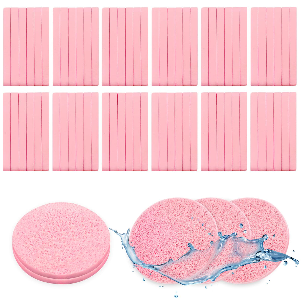Éponge visage compressée Ysanciuu rose, démaquillage doux et efficace.