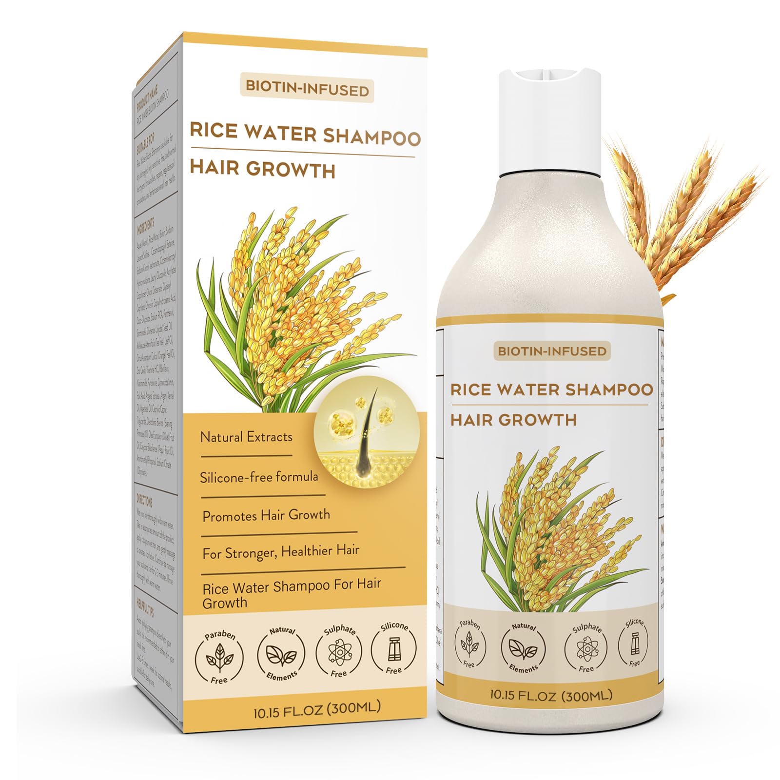 YSKWA riz-eau cheveux-brillance: cheveux plus lustrés et sains après l'usage.