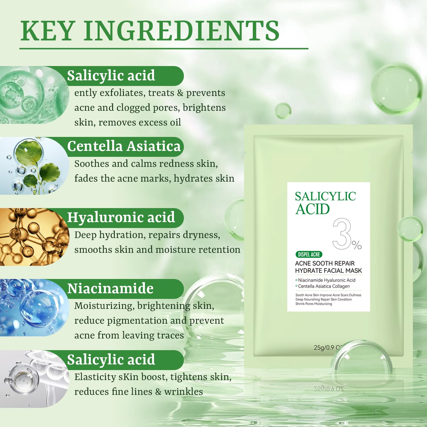YTRAJU Masque anti-acne apaise les irritations grâce à la centella asiatica.