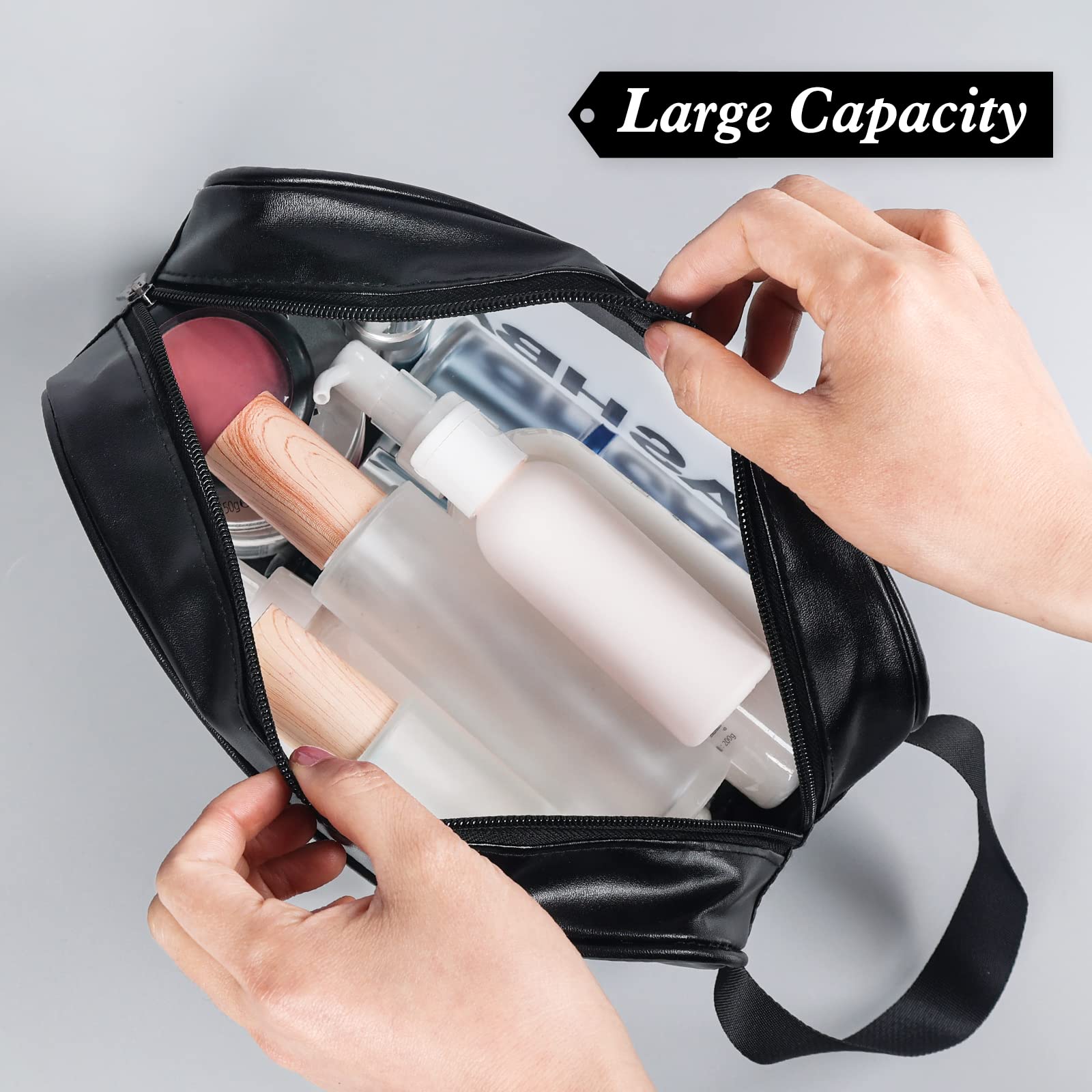 Pochette plate YuanCheng PU cuir translucide, rangement plat et accessible en voyage.