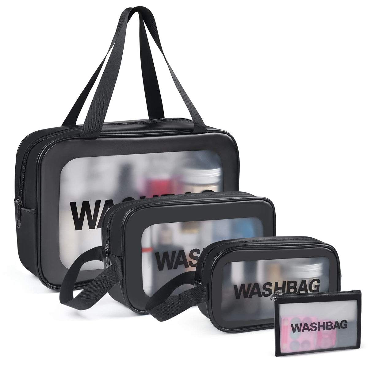 Trousse YuanCheng de toilette PU cuir translucide avec poignée, visibilité et organisation aisées.