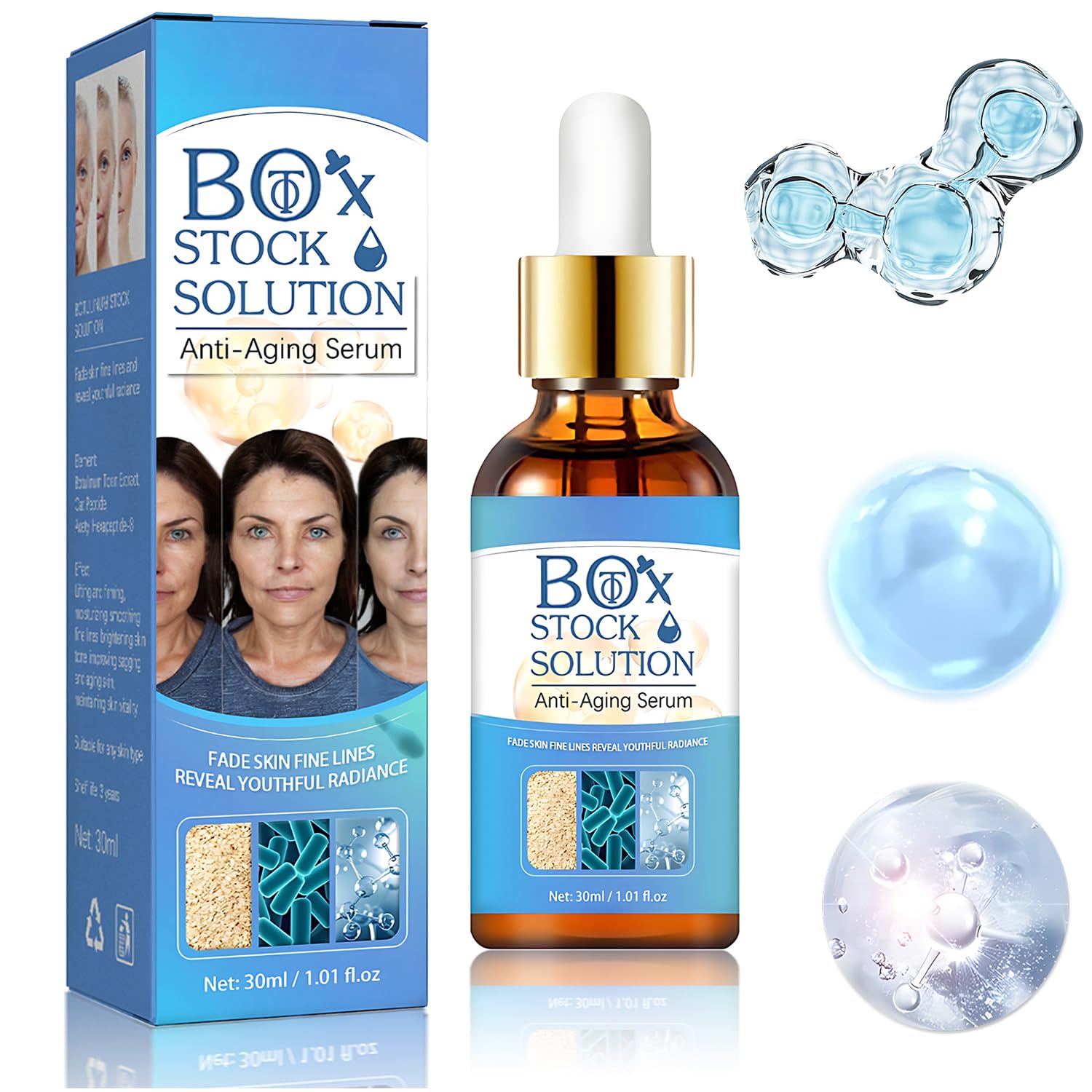 Sérum appliqué sur peau lumineuse avec Yuanyuuo 2Box.