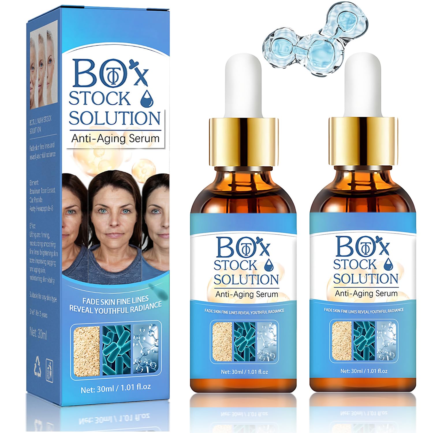 Sérum Yuanyuuo 2Box visage en flacon, hydratation durable.