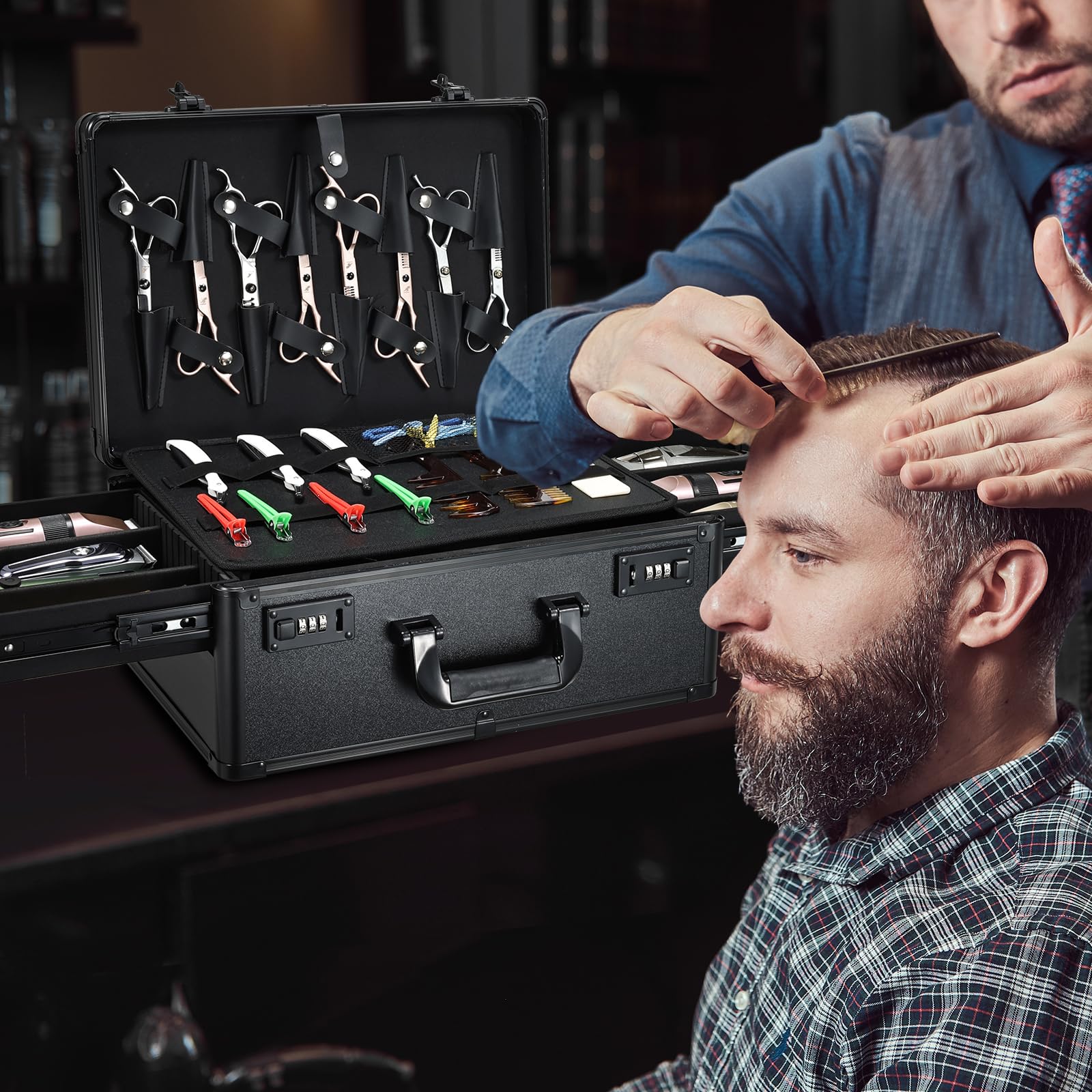 Yueieoun Barber Case dimensions précises pour un rangement optimal