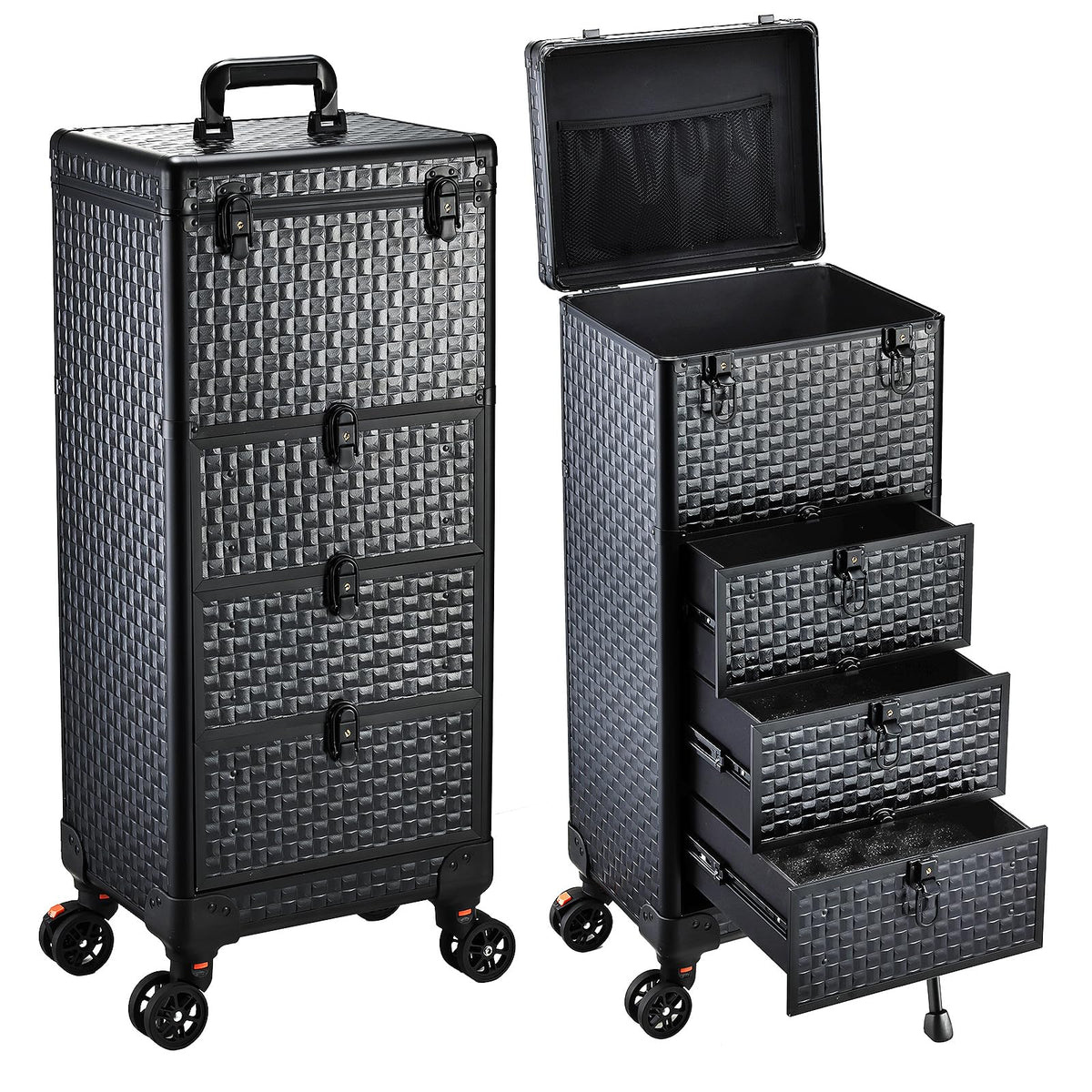 Chariot Yueieoun Salon avec 3 tiroirs pour rangement professionnel mobile.