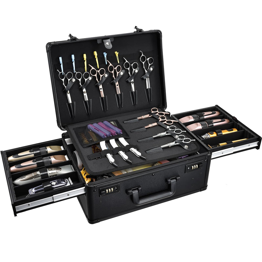 Mallette Yueieoun barbier avec plateau coulissant pour outils.