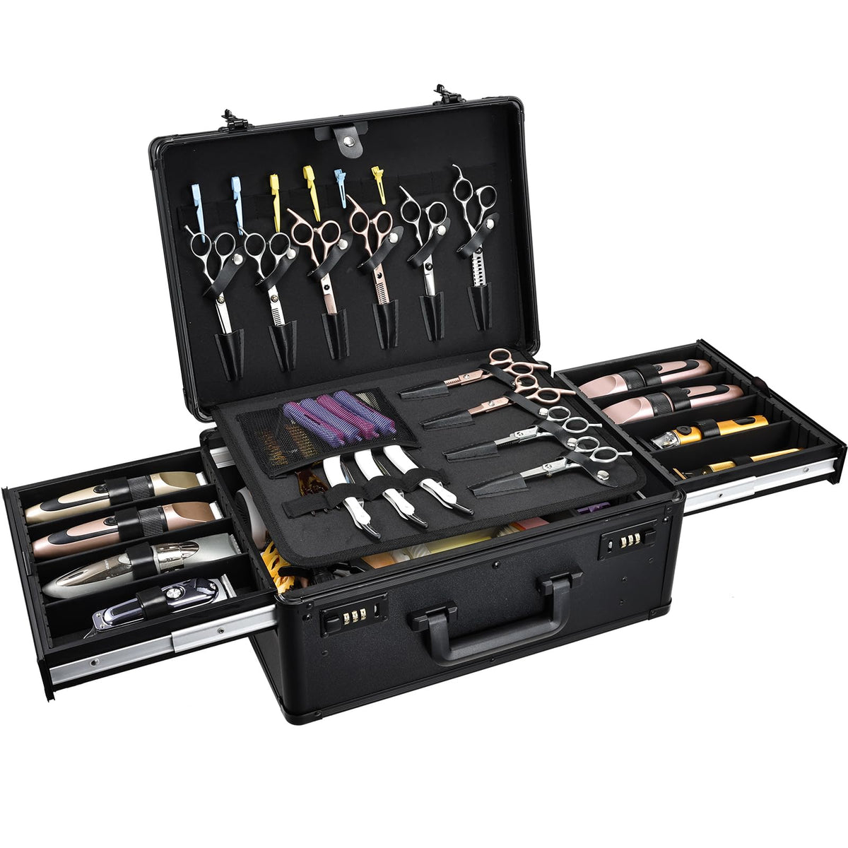 Mallette Yueieoun barbier avec plateau coulissant pour outils.
