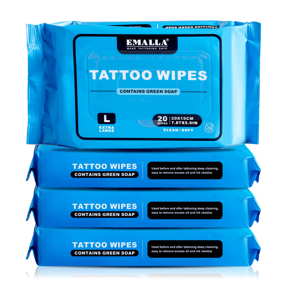 Lingettes savon vert Yuelong pack 80, pratique pour le tatouage et l'après-soin.