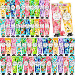 Gamme YUEONEWIN : coffret de 50 crèmes mains parfumées, idéal pour cadeaux.
