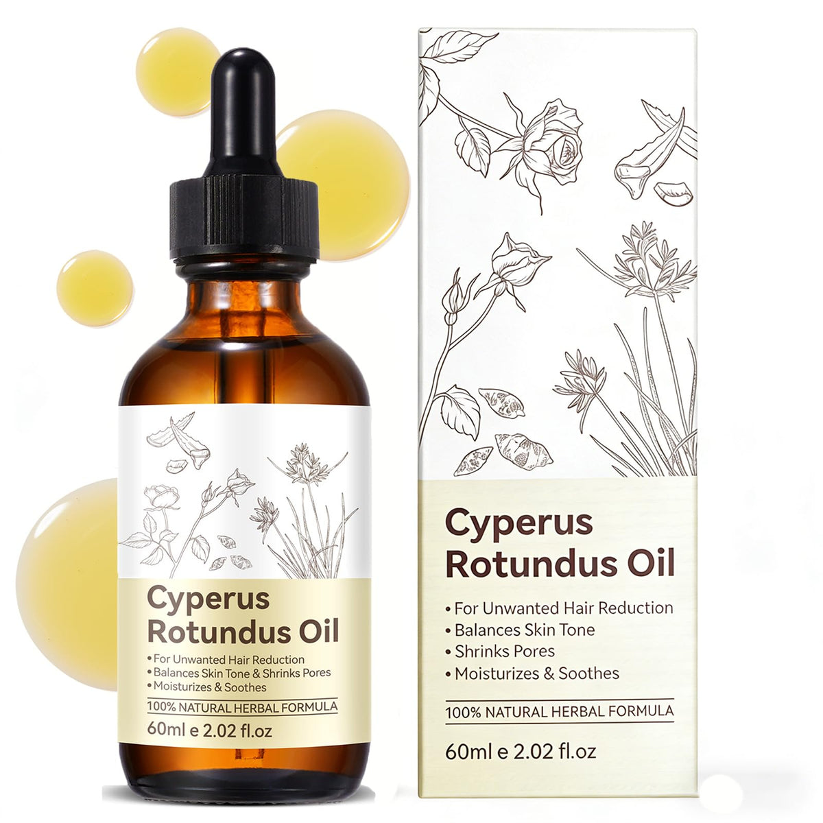YUEPLATTNMAY Huile Cyperus Rotundus – bouteille, soin naturel pour la peau et réduction progressive des poils