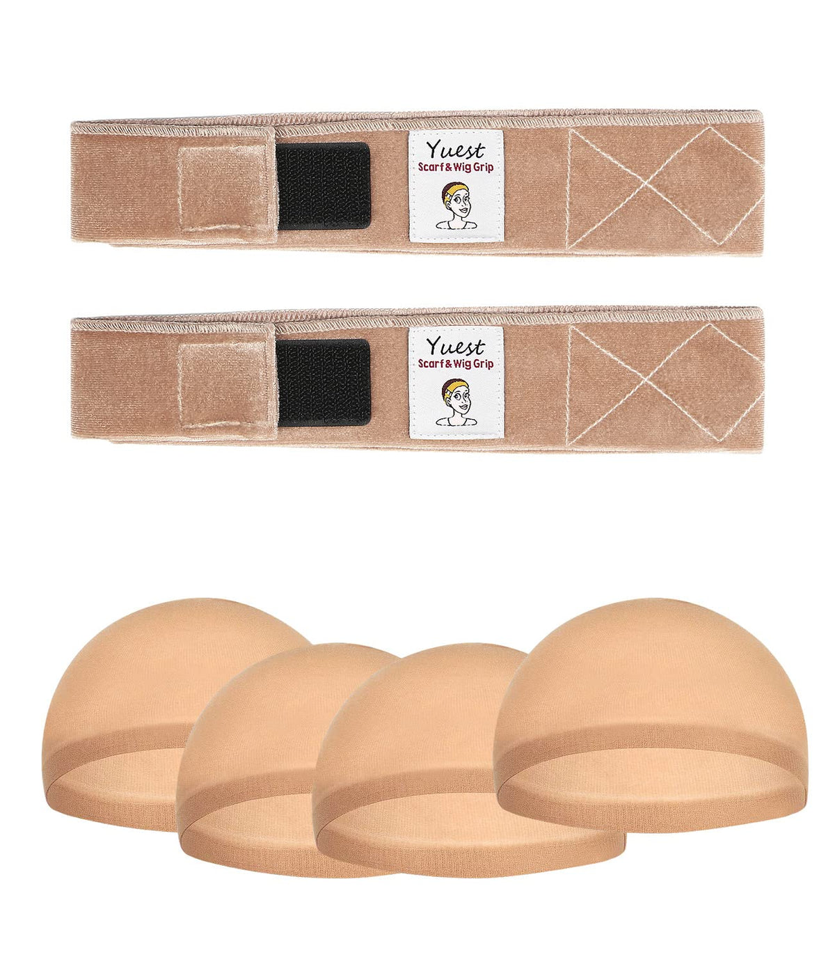 Bandes Yuest de maintien pour perruque en velours, ajustement sûr et confortable.